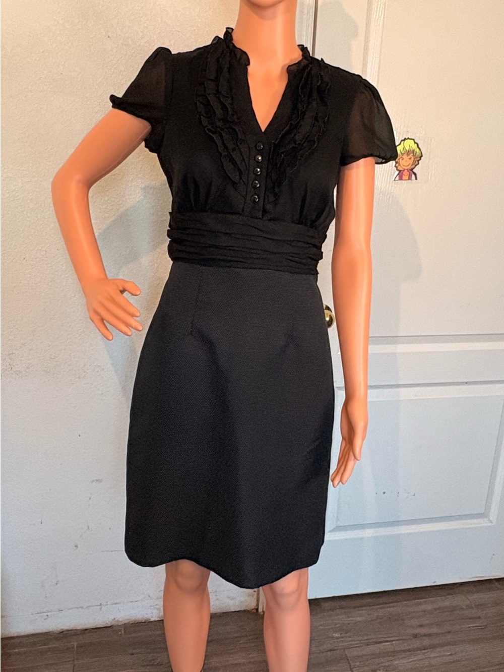 Dressbarn Classic Black Ruffled Waist Dress - Women